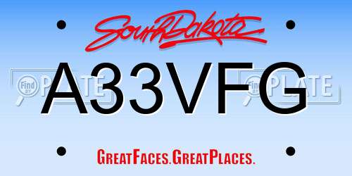 A33VFG South Dakota License Plate