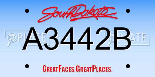 A3442B South Dakota License Plate