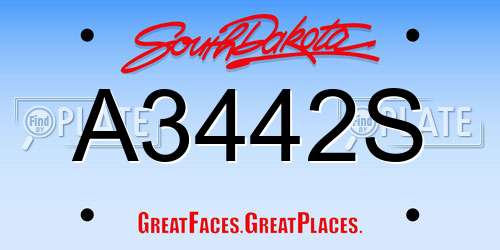 A3442S South Dakota License Plate