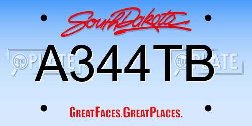 A344TB South Dakota License Plate