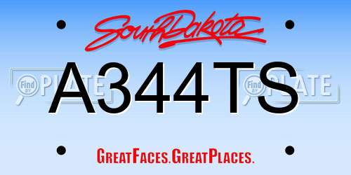 A344TS South Dakota License Plate
