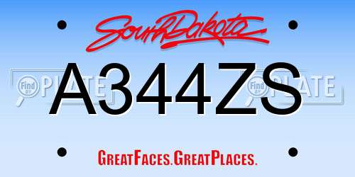 A344ZS South Dakota License Plate