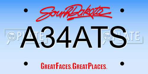 A34ATS South Dakota License Plate