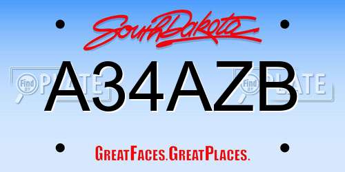 A34AZB South Dakota License Plate
