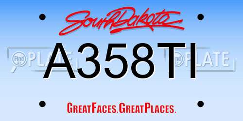 A358TI South Dakota License Plate