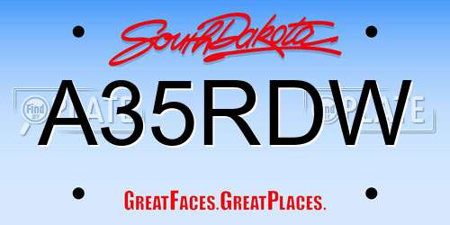 A35RDW South Dakota License Plate