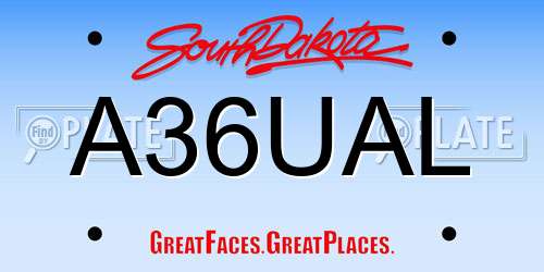 A36UAL South Dakota License Plate