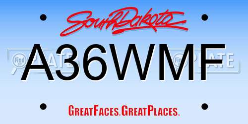 A36WMF South Dakota License Plate