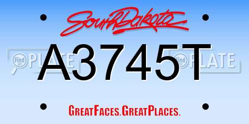 A3745T South Dakota License Plate