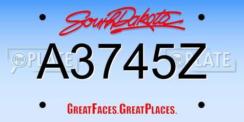 A3745Z South Dakota License Plate