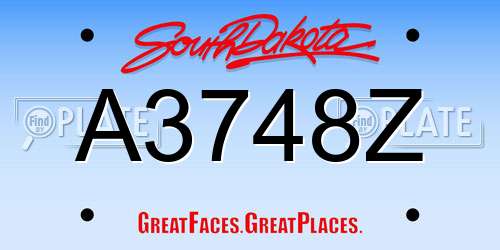 A3748Z South Dakota License Plate