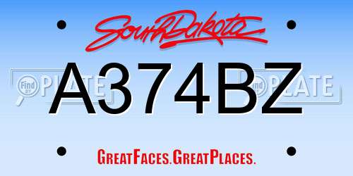 A374BZ South Dakota License Plate