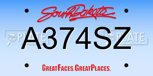 A374SZ South Dakota License Plate