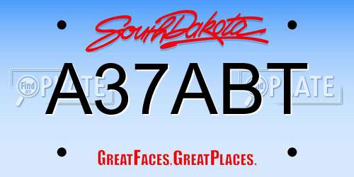 A37ABT South Dakota License Plate