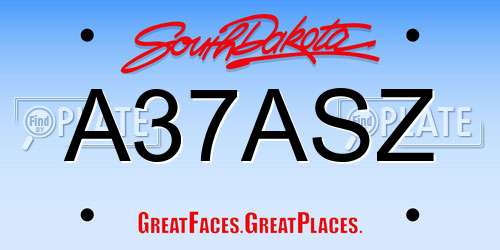 A37ASZ South Dakota License Plate