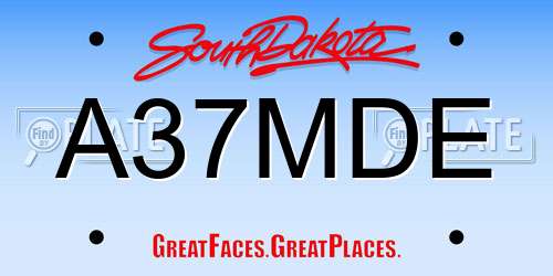 A37MDE South Dakota License Plate