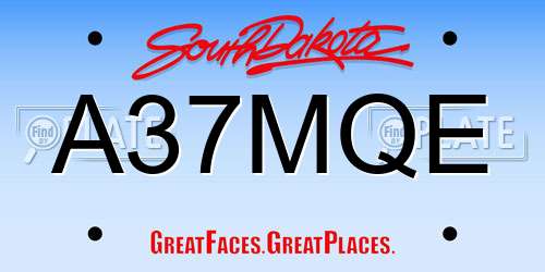 A37MQE South Dakota License Plate