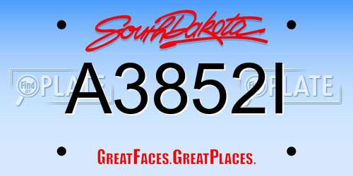 A3852I South Dakota License Plate