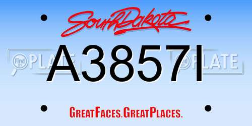A3857I South Dakota License Plate