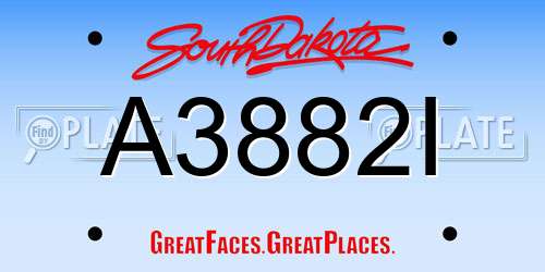 A3882I South Dakota License Plate