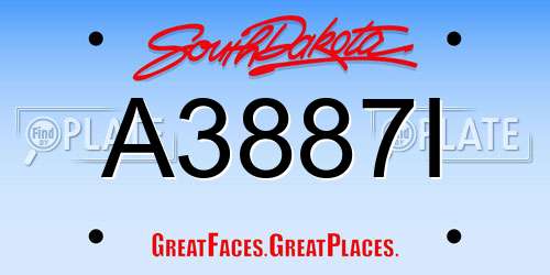 A3887I South Dakota License Plate