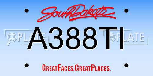 A388TI South Dakota License Plate