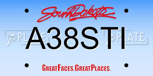 A38STI South Dakota License Plate