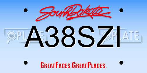A38SZI South Dakota License Plate