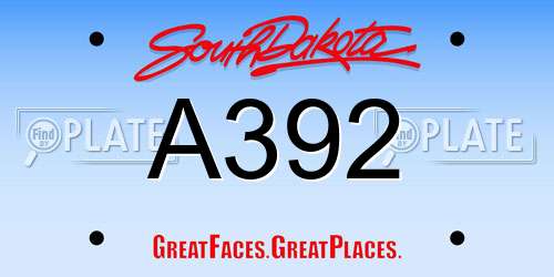 A392 South Dakota License Plate