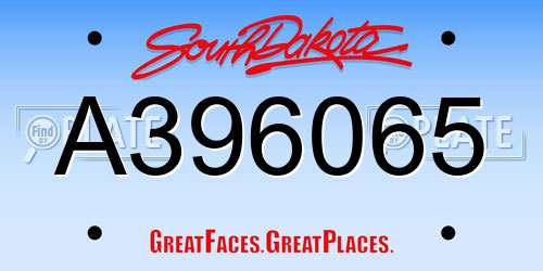 A396065 South Dakota License Plate