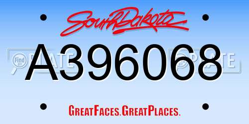 A396068 South Dakota License Plate