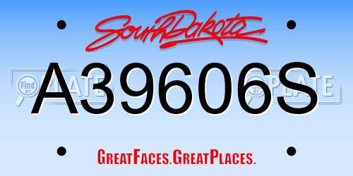 A39606S South Dakota License Plate
