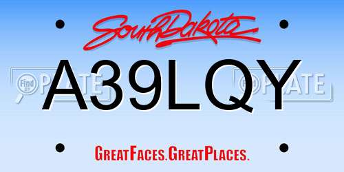 A39LQY South Dakota License Plate