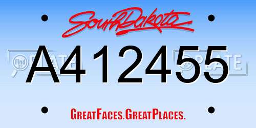 A412455 South Dakota License Plate