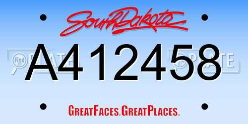 A412458 South Dakota License Plate