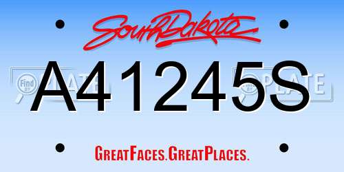 A41245S South Dakota License Plate