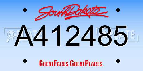 A412485 South Dakota License Plate