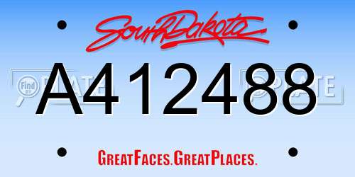 A412488 South Dakota License Plate