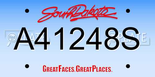 A41248S South Dakota License Plate