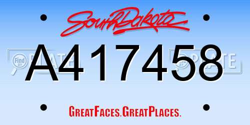 A417458 South Dakota License Plate