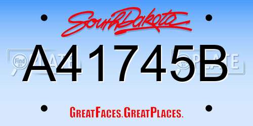 A41745B South Dakota License Plate