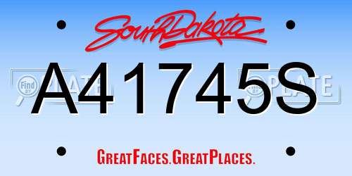 A41745S South Dakota License Plate