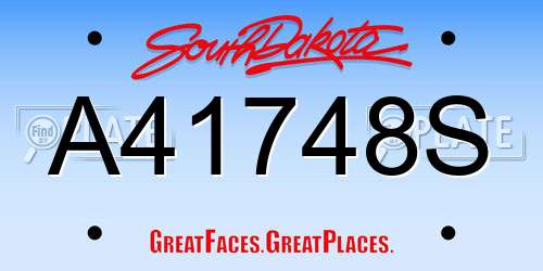 A41748S South Dakota License Plate
