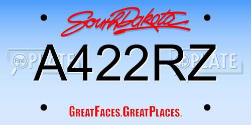 A422RZ South Dakota License Plate
