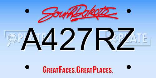 A427RZ South Dakota License Plate