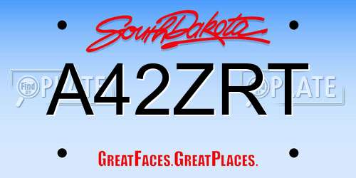 A42ZRT South Dakota License Plate