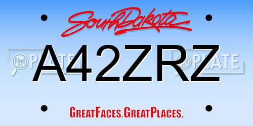 A42ZRZ South Dakota License Plate