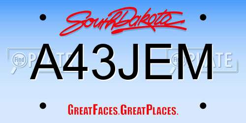 A43JEM South Dakota License Plate