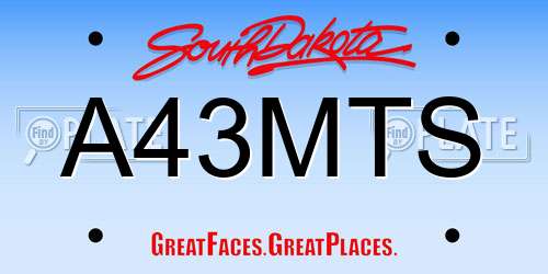 A43MTS South Dakota License Plate