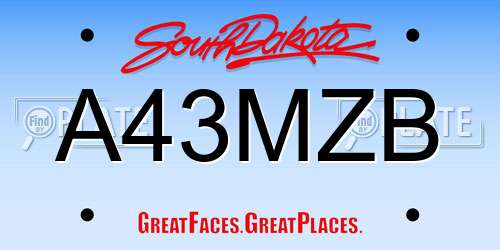 A43MZB South Dakota License Plate